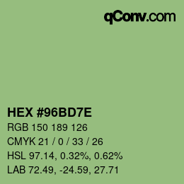 Color code: HEX #96BD7E | qconv.com