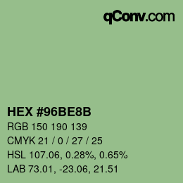 Color code: HEX #96BE8B | qconv.com