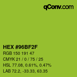 Color code: HEX #96BF2F | qconv.com