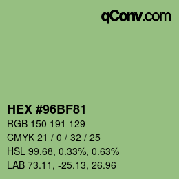 颜色代码: HEX #96BF81 | qconv.com