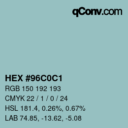 Color code: HEX #96C0C1 | qconv.com