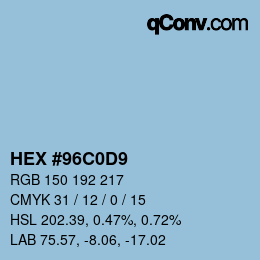 カラーコード: HEX #96C0D9 | qconv.com
