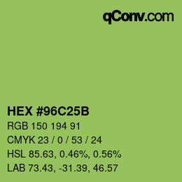 Color code: HEX #96C25B | qconv.com