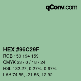 颜色代码: HEX #96C29F | qconv.com