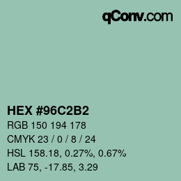 Color code: HEX #96C2B2 | qconv.com