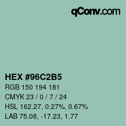 Color code: HEX #96C2B5 | qconv.com