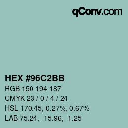 カラーコード: HEX #96C2BB | qconv.com