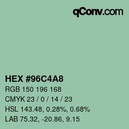 Farbcode: HEX #96C4A8 | qconv.com