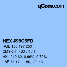 颜色代码: HEX #96C5FD | qconv.com