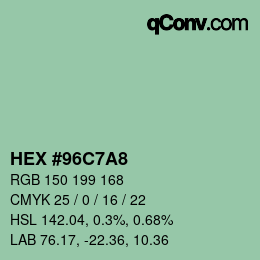 カラーコード: HEX #96C7A8 | qconv.com