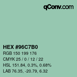 颜色代码: HEX #96C7B0 | qconv.com
