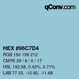 颜色代码: HEX #96C7D4 | qconv.com
