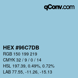 颜色代码: HEX #96C7DB | qconv.com