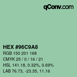 カラーコード: HEX #96C9A8 | qconv.com