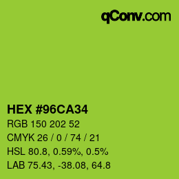 Color code: HEX #96CA34 | qconv.com