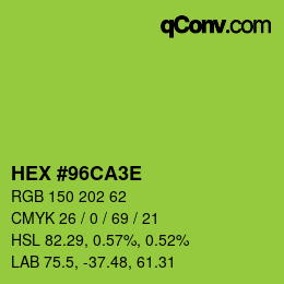 Color code: HEX #96CA3E | qconv.com