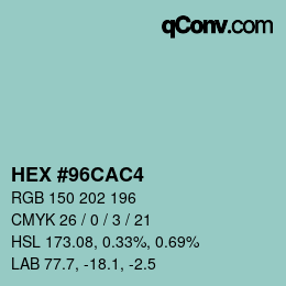 Color code: HEX #96CAC4 | qconv.com