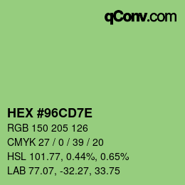 Color code: HEX #96CD7E | qconv.com