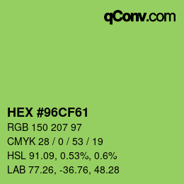 Color code: HEX #96CF61 | qconv.com