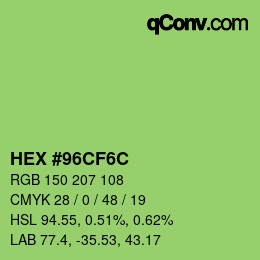 Color code: HEX #96CF6C | qconv.com