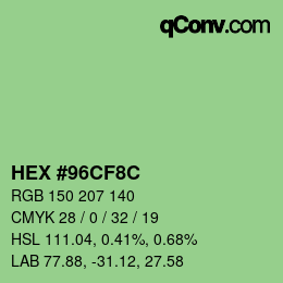 Color code: HEX #96CF8C | qconv.com