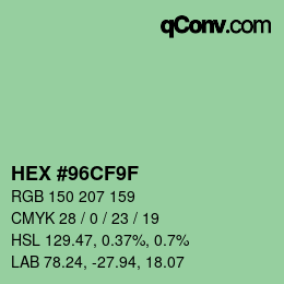 Color code: HEX #96CF9F | qconv.com