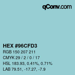 Color code: HEX #96CFD3 | qconv.com