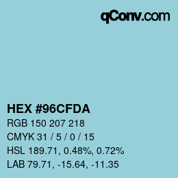 Color code: HEX #96CFDA | qconv.com