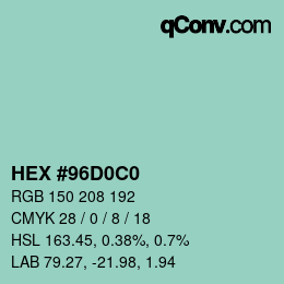 カラーコード: HEX #96D0C0 | qconv.com