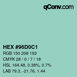 Farbcode: HEX #96D0C1 | qconv.com