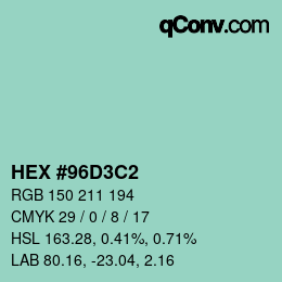 Color code: HEX #96D3C2 | qconv.com