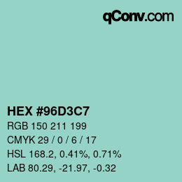 Color code: HEX #96D3C7 | qconv.com