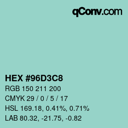 Color code: HEX #96D3C8 | qconv.com