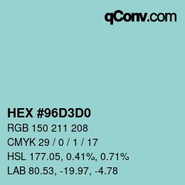 Color code: HEX #96D3D0 | qconv.com