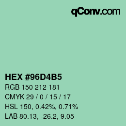 颜色代码: HEX #96D4B5 | qconv.com