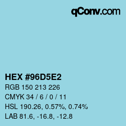 カラーコード: HEX #96D5E2 | qconv.com