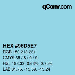 カラーコード: HEX #96D5E7 | qconv.com