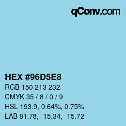 カラーコード: HEX #96D5E8 | qconv.com