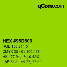 Código de color: HEX #96D600 | qconv.com