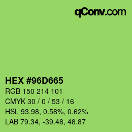 カラーコード: HEX #96D665 | qconv.com