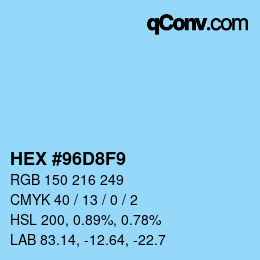 カラーコード: HEX #96D8F9 | qconv.com