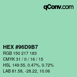 Farbcode: HEX #96D9B7 | qconv.com