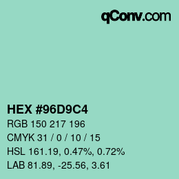 Color code: HEX #96D9C4 | qconv.com