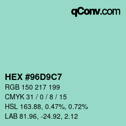Color code: HEX #96D9C7 | qconv.com
