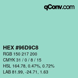 Color code: HEX #96D9C8 | qconv.com