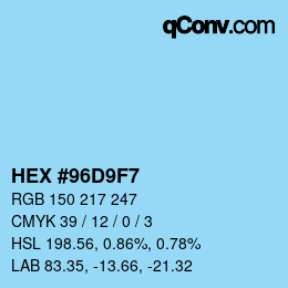 カラーコード: HEX #96D9F7 | qconv.com