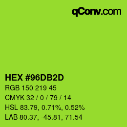 カラーコード: HEX #96DB2D | qconv.com