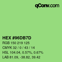 Color code: HEX #96DB7D | qconv.com