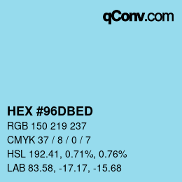 カラーコード: HEX #96DBED | qconv.com