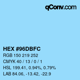 カラーコード: HEX #96DBFC | qconv.com
